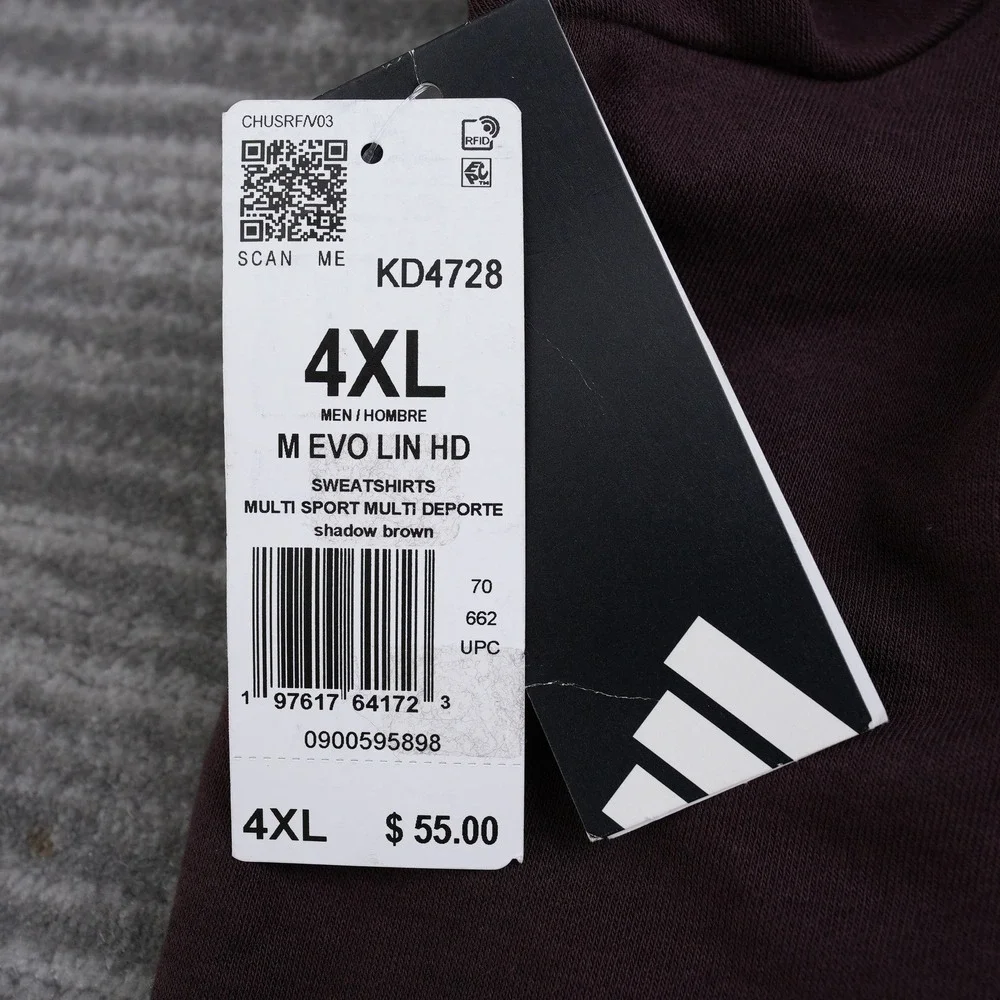 Adidas Sweatshirt Hoodie Men M EVO LIN HD Shadow Brown Retro Logo New Tag 4XL